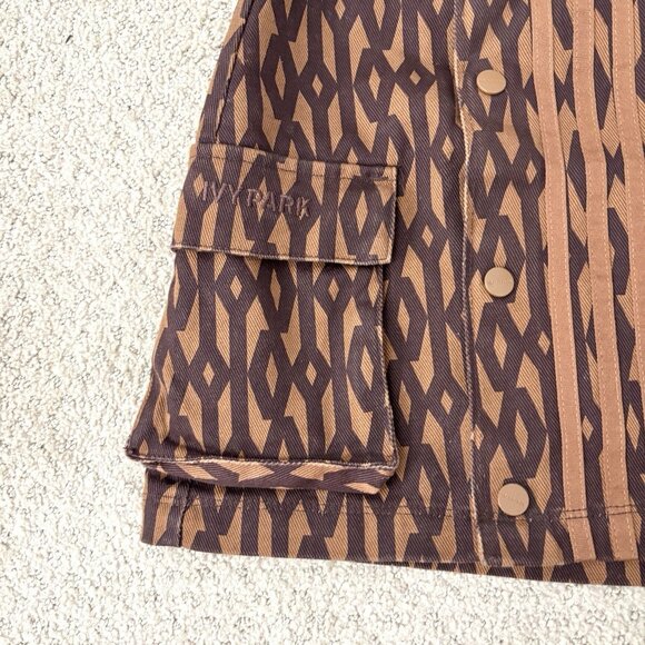 Adidas x Ivy Park Wild Brown Monogram Mini Skirt Women’s Size Small - Picture 4 of 8